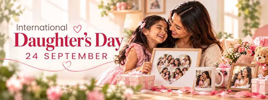 International Daughter's Day - Heart-collage framed memories, custom mugs and sweet gifts